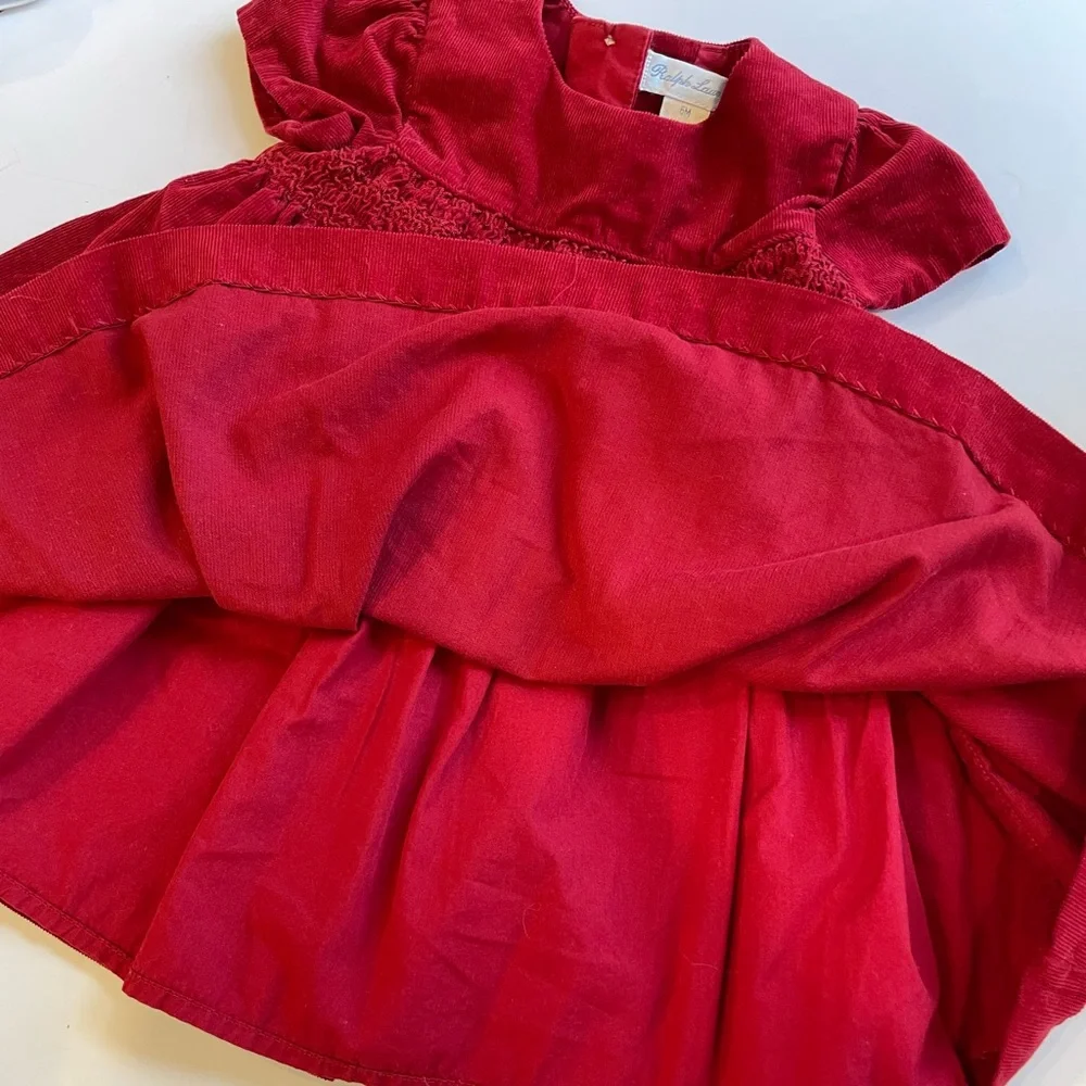 Ralph Lauren Smocked Red Corduroy Dress Size 6 Months